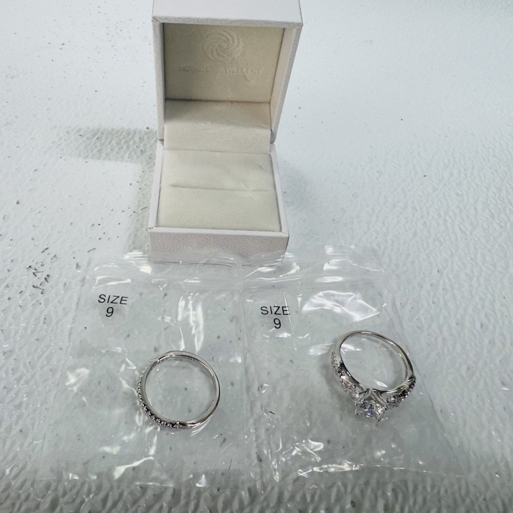2CT 925 Sterling Silver Engagement Promise Wedding Ring Sets for Women Size 9